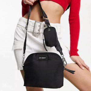 Steve Madden Bfarren cross body bag in black nylon with Detachable pouch